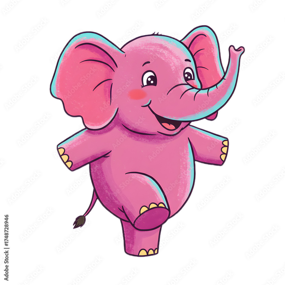 Fototapeta premium Pink Elephant Cartoon Character Clipart