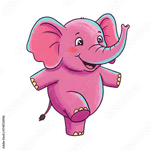 Pink Elephant Cartoon Character Clipart