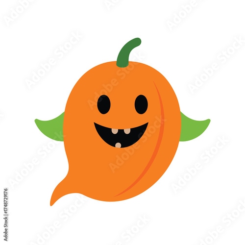 pumpkin ghost hybrid character floating with spook