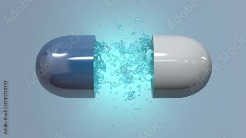 Blue Medicine Capsule Opening