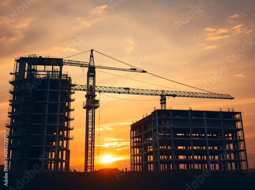 Wallpaper Mural Towering Crane at Sunset Construction Torontodigital.ca
