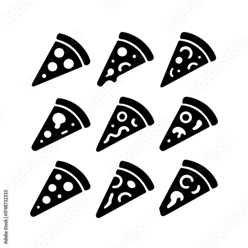 set of outline icons pizza shapes vector on a white background
set of 9 line icons, vector, on a white background