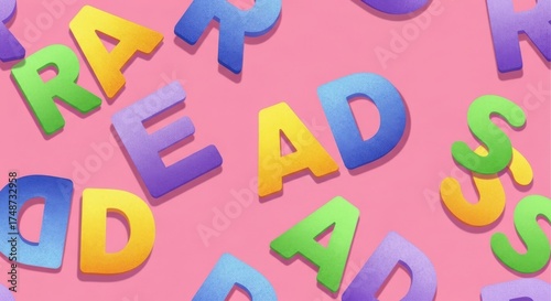 Colorful 3d alphabet letters scattered and floating displaying learning and playfulness