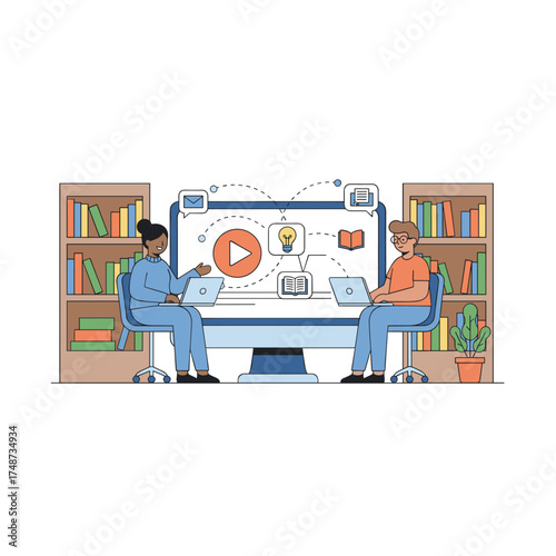 Flat design vector illustration concepts tailored for education, covering online tutorials, training courses, teamwork, research, university, and distance learning