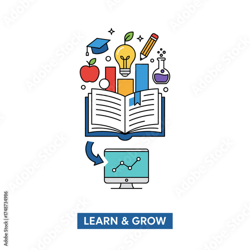 A flat-line design concept tailored for education, suitable for web banners and printed materials
