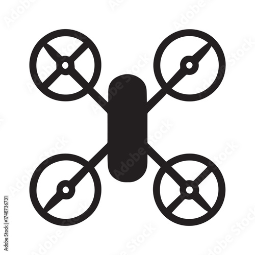 Aerial Explorer: A sleek drone silhouette soars against a clean background, hinting at the possibilities of exploration, innovation, and modern technology.