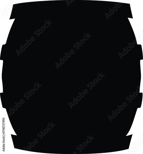 Black silhouette of a barrel isolated on white background