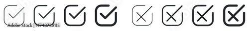 checkmark and X mark icon. check and uncheck icon vector. validation icon vector. for apps and websites.	