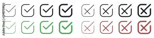 checkmark and X mark icon. check and uncheck icon vector. validation icon vector. for apps and websites.	