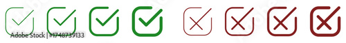 checkmark and X mark icon. check and uncheck icon vector. validation icon vector. for apps and websites.	