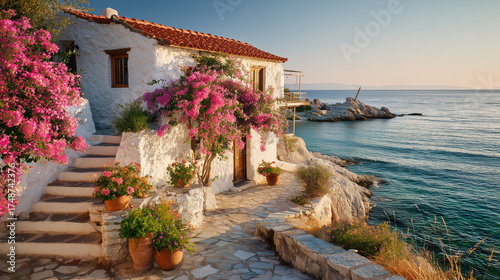 Charming Coastal Cottage Covered in Bougainvillea Flowers