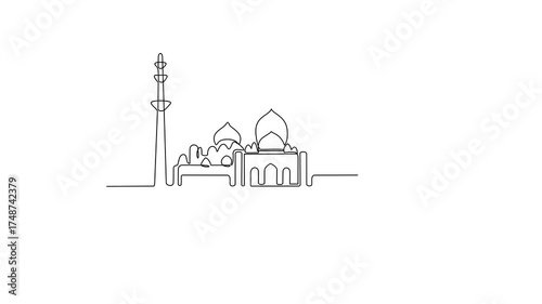 Animated self drawing of UAE National Day video design illustration. UAE National Day theme video design concept in simple linear continuous line style. Great design for UAE national holiday campaign