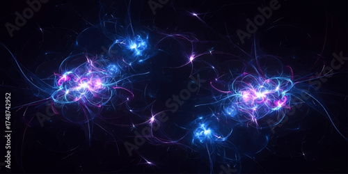 Abstract blue background with light effects, featuring a fractal plasma wave of energy and a subtle glow for a futuristic digital design