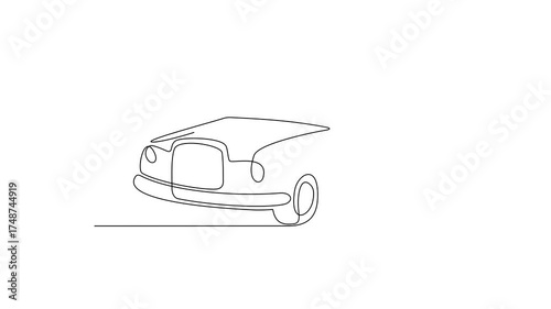 Animated self drawing of Retro Car video design illustration. Retro Car theme design concept in simple linear continuous line style. Great design for business purpose and community event campaign