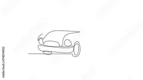 Animated self drawing of Retro Car video design illustration. Retro Car theme design concept in simple linear continuous line style. Great design for business purpose and community event campaign