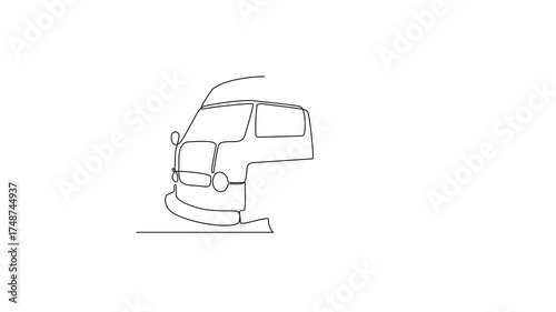 Animated self drawing of Retro Car video design illustration. Retro Car theme design concept in simple linear continuous line style. Great design for business purpose and community event campaign