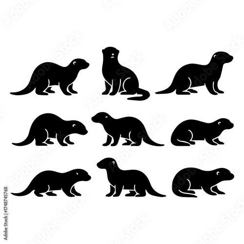 set of outline icons otter vector on a white background
set of 9 line icons, vector, on a white background