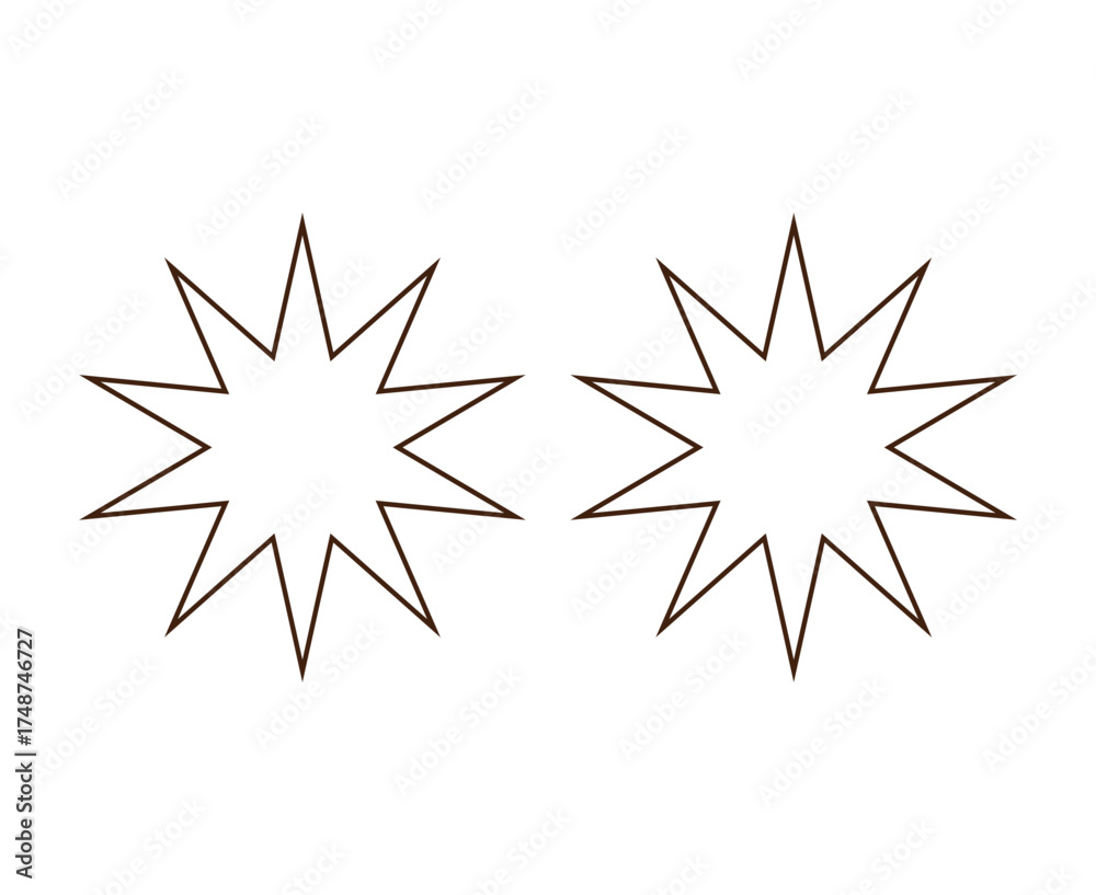 Obraz premium Star Shape Brown Outline Stroke Elements Creative Design Vector Illustration
