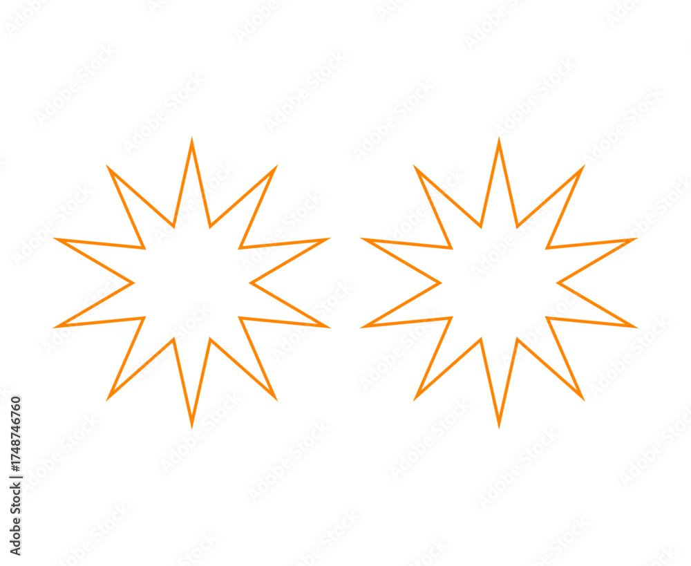 Fototapeta premium Star Shape Orange Outline Stroke Elements Creative Design Vector Illustration