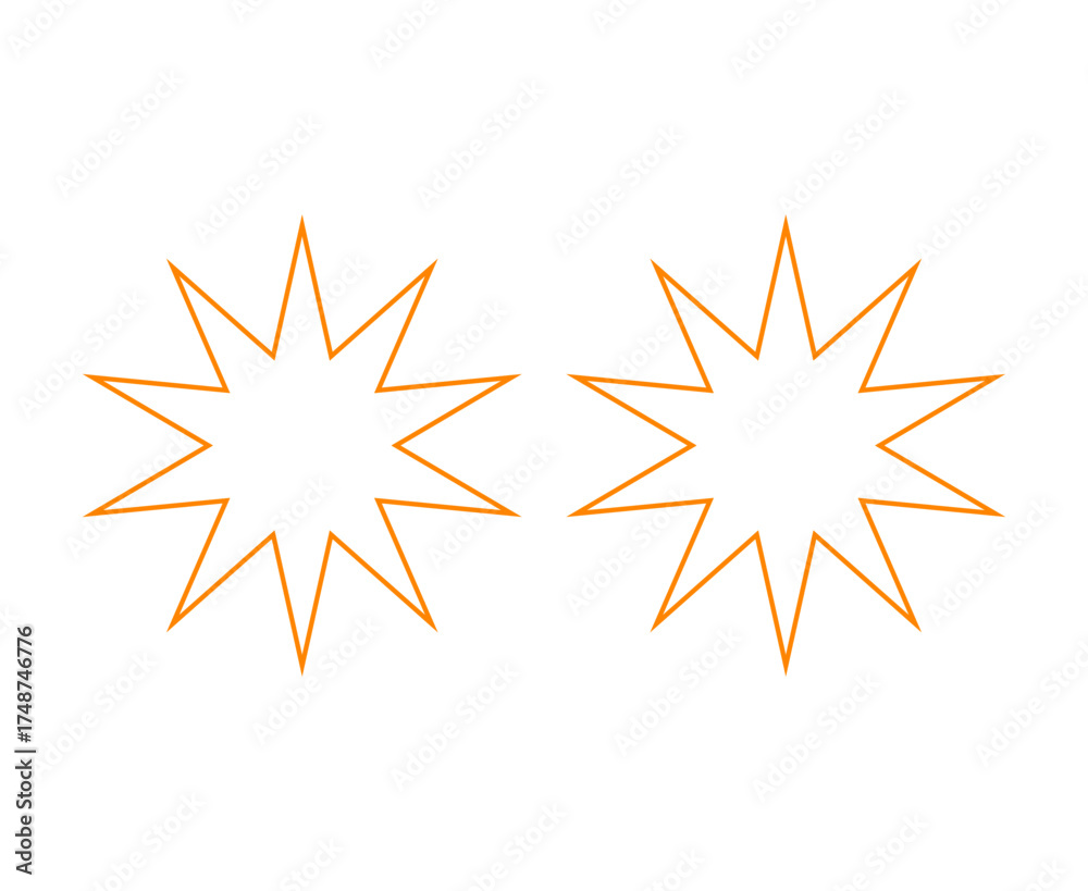 Fototapeta premium Star Shape Orange Outline Stroke Elements Creative Design Vector Illustration