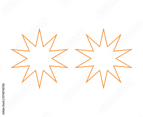 Star Shape Orange Outline Stroke Elements Creative Design Vector Illustration