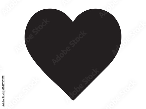 Black heart silhouette icon isolated on white background. concept of love, romance, affection, symbol, graphic design element, icon for valentine, wedding, anniversary.