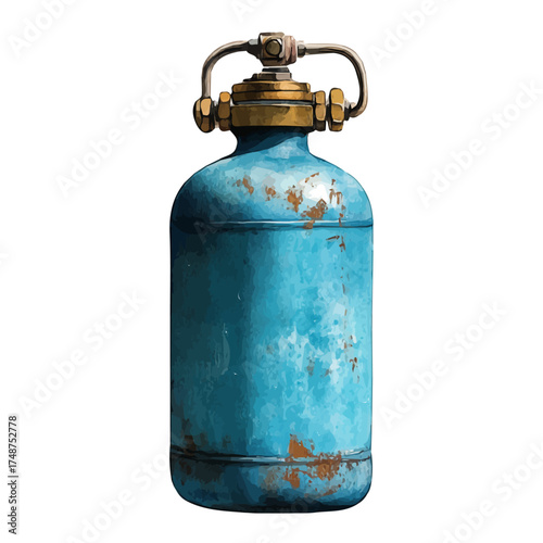 Oxygen Tank, watercolor illustration vector, isolated on a white background.