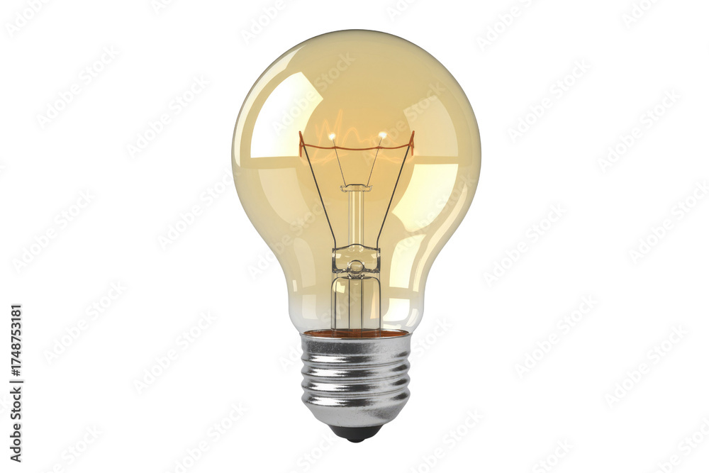Fototapeta premium A glowing light bulb on a transparent background, symbolizing ideas and innovation. background removed