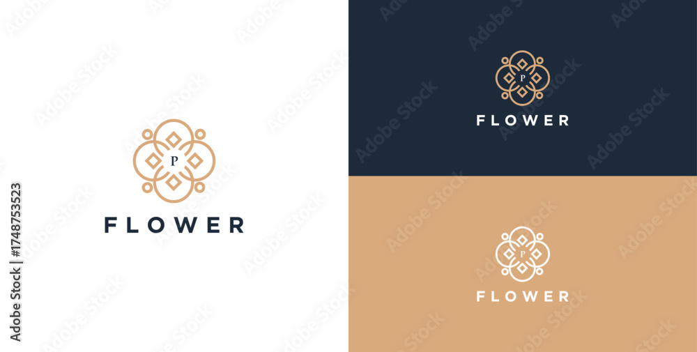 Fototapeta premium logo and icon of flower ornament with initial
