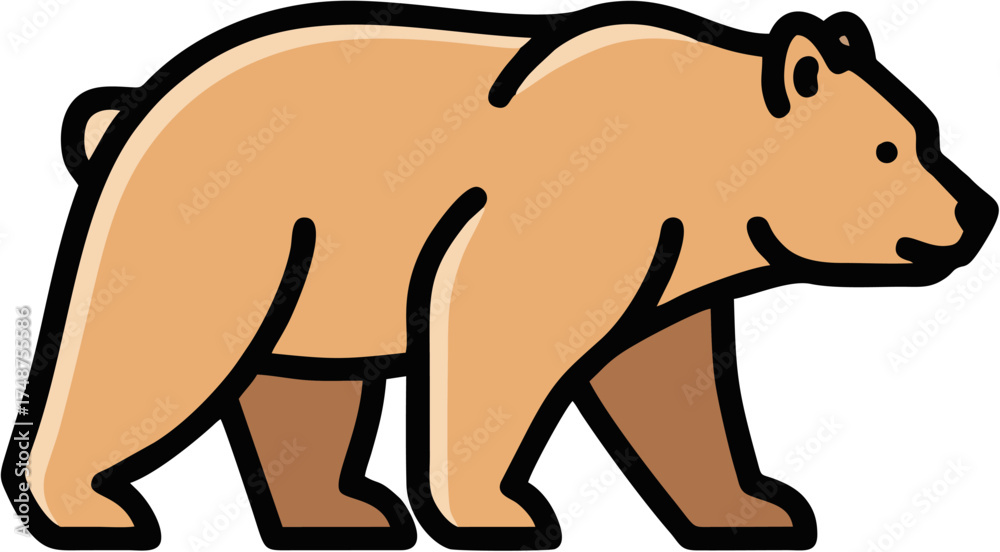 Fototapeta premium Bold Thick Line Art Bear Icon Minimalist Vector