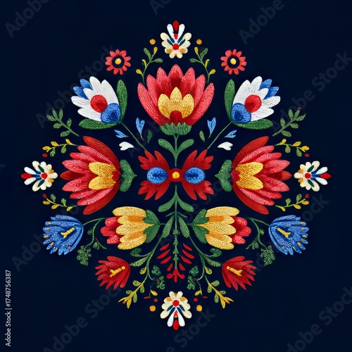 Traditional slovak folk embroidery sticker design celebrating cultural heritage and craftsmanship