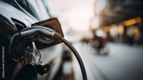 electric car is charged on wallbox