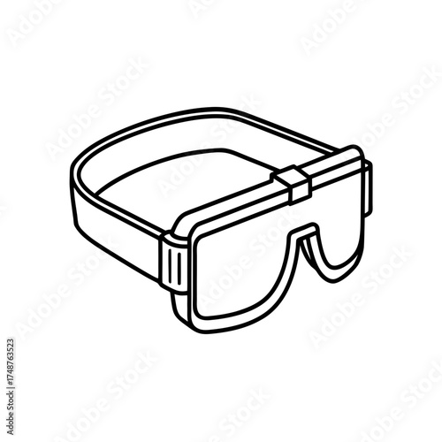 Outline drawing of safety glasses on transparent background