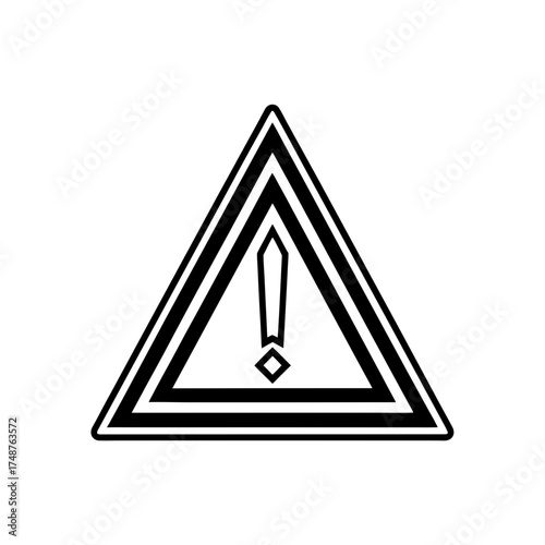 Triangle warning sign outline on transparent background
