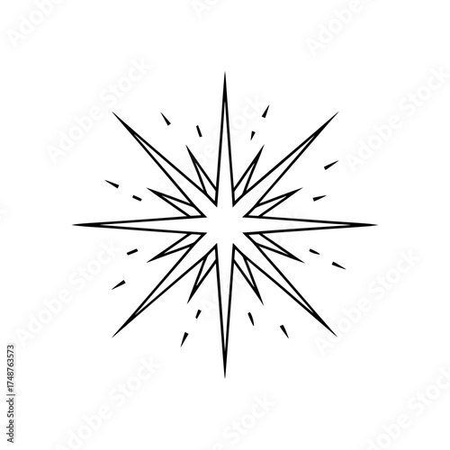 Outline of a starburst shape on transparent background