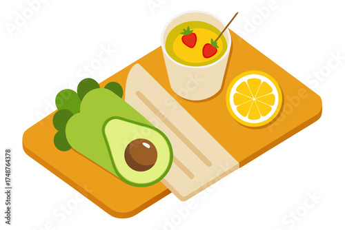 Set of fast food icons including a sandwich with cheese and ham for breakfast or a restaurant menu design