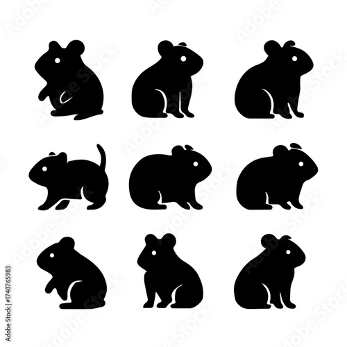 set of outline icons hamsters vector on a white background
set of 9 line icons, vector, on a white background