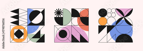 Abstract geometric compositions.Trendy modular graphic