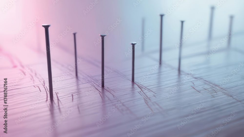 custom made wallpaper toronto digitalAbstract image of nails in a row, creating shadows and reflections.