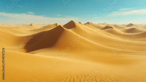 Wallpaper Mural Vast Golden Sand Dunes Under a Clear Blue Sky in a Desert Landscape. Torontodigital.ca