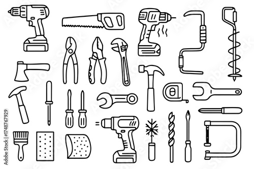 Various tools arranged strategically for home improvement projects and DIY activities focusing on maintenance and repair tasks