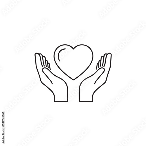 Holding Hands with Heart: Delicate hands cradle a radiant heart, symbolizing care, support, and compassion.