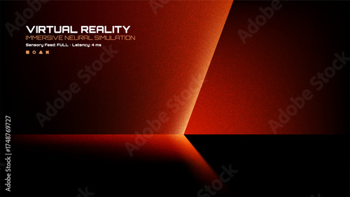 Virtual reality immersive neural simulation display with glowing abstract design for technological background or concept art illustration.