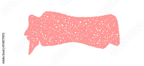 Pink organic wavy chalk talk bubble with rectangle banner form. Scribble texture speech bubble as graphic element, playful and blank, useful for creative comment and message template designs.