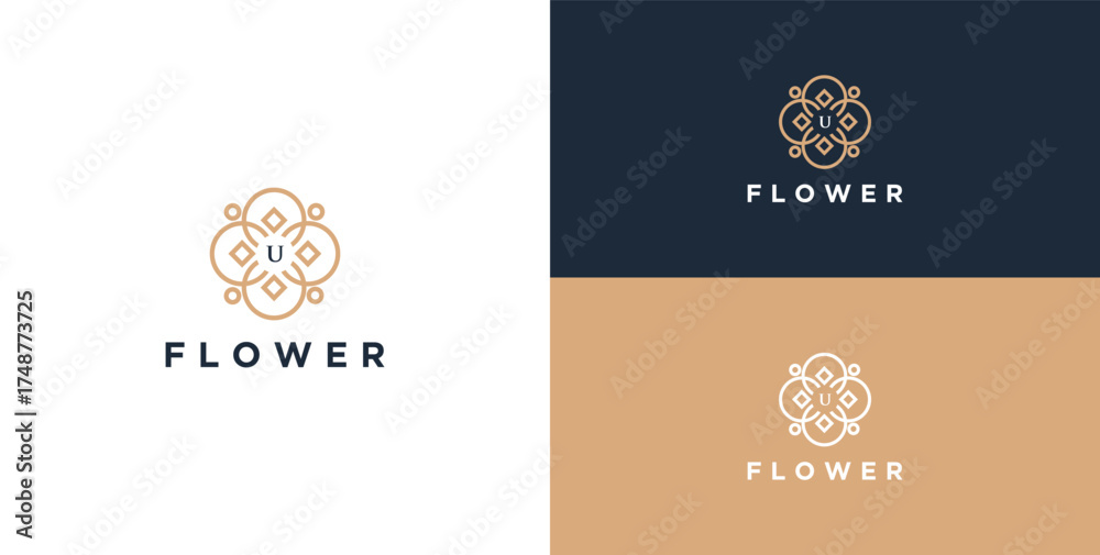 Fototapeta premium logo and icon of flower ornament with initial