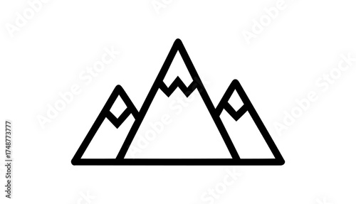 Mountain Range Icon Depicting Three Peaks Against White Background