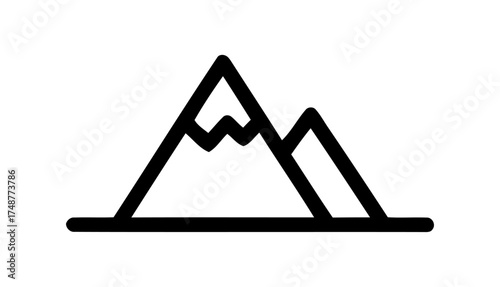 Simple Line Drawing of Mountain Range with Multiple Peaks on a Horizon