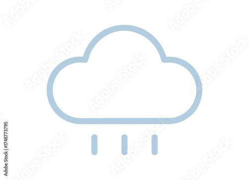 Minimalist Weather Icon Showing Rain Cloud on White Background
