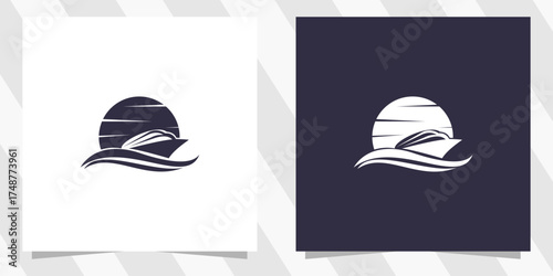 sailing yacht silhouette logo design