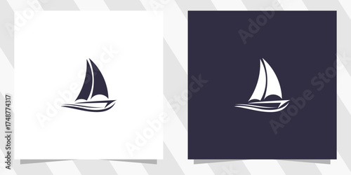 sailing yacht silhouette logo design